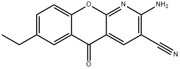 2-AMINO-7-ETHYL-5-OXO-5H-(1)BENZOPYRANO-(2,3-B)PYRIDINE-3-CARBONITRILE, 98 구조식 이미지