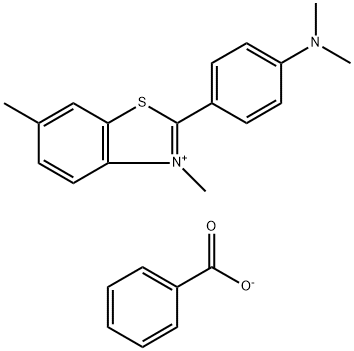 2-[4-(dimethylamino)phenyl]-3,6-dimethylbenzothiazolium benzoate Structure