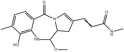 (+)-N-Methyl-3-(5,10,11,11a-tetrahydro-9-hydroxy-11-methoxy-8-methyl-5-oxo-1H-pyrrolo[2,1-c][1,4]benzodiazepine-2-yl)propenamide Structure
