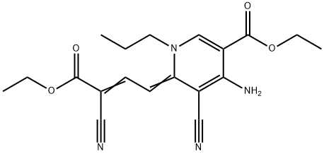 ethyl (6E)-4-amino-5-cyano-6-(3-cyano-3-ethoxycarbonyl-prop-2-enyliden e)-1-propyl-pyridine-3-carboxylate 구조식 이미지