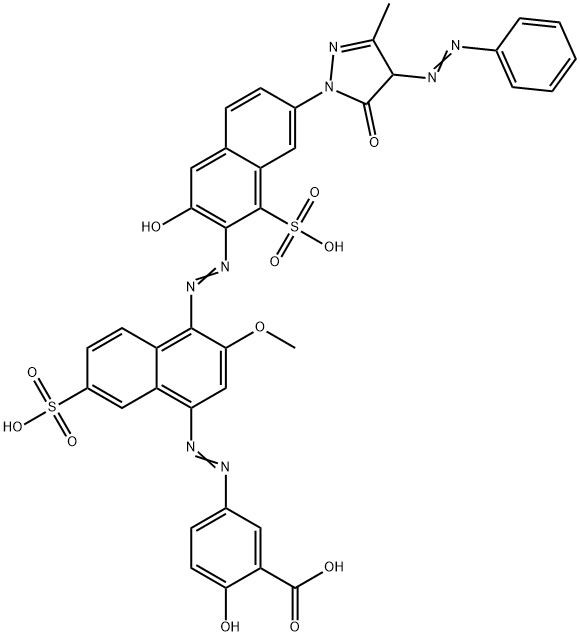 5-[[4-[[7-[4,5-dihydro-3-methyl-5-oxo-4-(phenylazo)-1H-pyrazol-1-yl]-3-hydroxy-1-sulpho-2-naphthyl]azo]-3-methoxy-7-sulpho-1-naphthyl]azo]salicylic acid 구조식 이미지