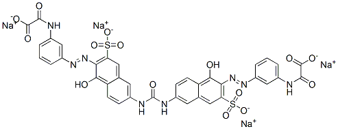 tetrasodium 2,2'-[carbonylbis[imino(1-hydroxy-3-sulphonato-6,2-naphthalenediyl)azo-3,1-phenyleneimino]]bis(2-oxoacetate)  구조식 이미지