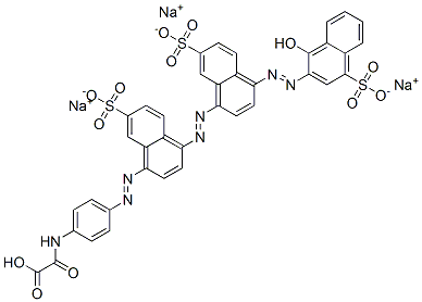 trisodium hydrogen [[4-[[4-[[4-[(1-hydroxy-4-sulphonato-2-naphthyl)azo]-7-sulphonato-1-naphthyl]azo]-7-sulphonato-1-naphthyl]azo]phenyl]amino]oxoacetate 구조식 이미지