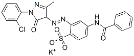 potassium 4-benzamido-2-[[1-(2-chlorophenyl)-4,5-dihydro-3-methyl-5-oxo-1H-pyrazol-4-yl]azo]benzenesulphonate 구조식 이미지