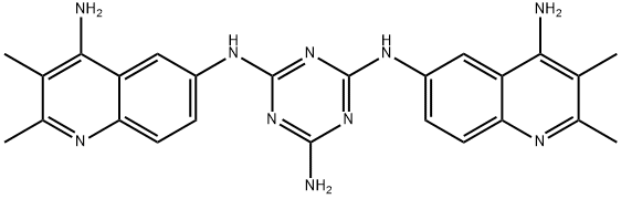 N,N'-Bis(4-amino-2,3-dimethyl-6-quinolinyl)-1,3,5-triazine-2,4,6-triamine 구조식 이미지