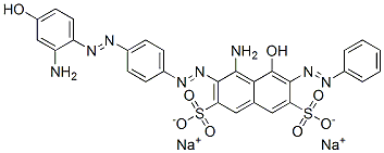 disodium 4-amino-3-[[4-[(2-amino-4-hydroxyphenyl)azo]phenyl]azo]-5-hydroxy-6-(phenylazo)naphthalene-2,7-disulphonate  Structure