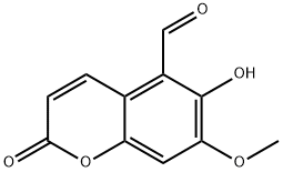 2H-1-Benzopyran-5-carboxaldehyde, 6-hydroxy-7-methoxy-2-oxo- 구조식 이미지