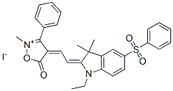 4-[[1-ethyl-1,3-dihydro-3,3-dimethyl-5-(phenylsulphonyl)-2H-indol-2-ylidene]ethylidene]-4,5-dihydro-2-methyl-5-oxo-3-phenylisoxazolium iodide Structure