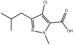 4-CHLORO-1-METHYL-3-(2-METHYLPROPYL)-1H-PYRAZOLE-5-CARBOXYLIC ACID Structure