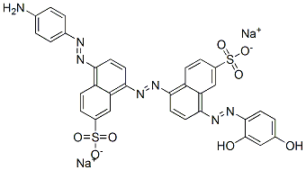 4-[(4-Aminophenyl)azo]-4'-[(2,4-dihydroxyphenyl)azo][1,1'-azobisnaphthalene]-6',7-disulfonic acid disodium salt 구조식 이미지