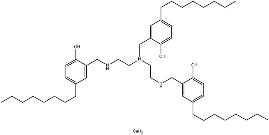 calcium 2,2'-[[[(2-hydroxy-5-octylphenyl)methyl]imino]bis(ethane-1,2-diyliminomethylene)]bis[4-octylphenolate] Structure