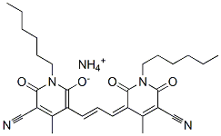 5-[3-(5-cyano-1-hexyl-1,6-dihydro-2-hydroxy-4-methyl-6-oxo-3-pyridyl)allylidene]-1-hexyl-1,2,5,6-tetrahydro-4-methyl-2,6-dioxonicotinonitrile, ammonium salt Structure