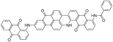 N-[3-[(9,10-Dihydro-9,10-dioxoanthracen-1-yl)amino]-5,10,15,16-tetrahydro-5,10,15-trioxoanthra[2,1,9-mna]naphth[2,3-h]acridin-11-yl]benzamide 구조식 이미지