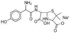 Amoxicillin Related Compound D (50 mg) ((4S)-2-{[(R)-2-amino-2-(4-hydroxyphenyl)acetamido](carboxy)methyl}-5,5-dimethylthiazolidine-4-carboxylic acid, monosodium salt) Structure