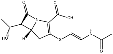 (5R,6S)-3-[[2-(Acetylamino)ethenyl]thio]-6-[(R)-1-hydroxyethyl]-7-oxo-1-azabicyclo[3.2.0]hept-2-ene-2-carboxylic acid 구조식 이미지
