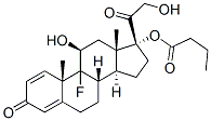 9-fluoro-11beta,17,21-trihydroxypregna-1,4-diene-3,20-dione 17-butyrate 구조식 이미지