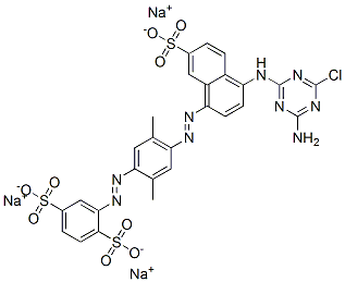 trisodium 2-[[4-[[4-[(4-amino-6-chloro-1,3,5-triazin-2-yl)amino]-7-sulphonato-1-naphthyl]azo]-2,5-dimethylphenyl]azo]benzene-1,4-disulphonate 구조식 이미지