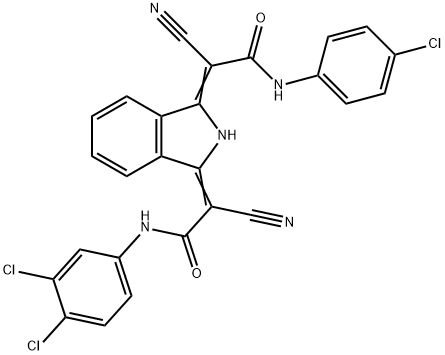 [3-[2-[(4-chlorophenyl)amino]-1-cyano-2-oxoethylidene]-2,3-dihydro-1H-isoindol-1-ylidene]-2-cyano-N-(3,4-dichlorophenyl)acetamide 구조식 이미지