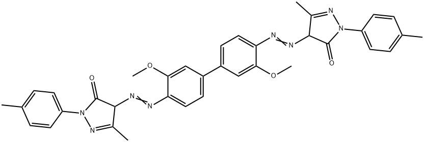 4,4'-[(3,3'-dimethoxy[1,1'-biphenyl]-4,4'-diyl)bis(azo)]bis[2,4-dihydro-5-methyl-2-(p-tolyl)-3H-pyrazol-3-one] 구조식 이미지