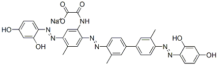 N-[5-[(2,4-Dihydroxyphenyl)azo]-2-[[4'-[(2,4-dihydroxyphenyl)azo]-3,3'-dimethyl[1,1'-biphenyl]-4-yl]azo]-4-methylphenyl]oxamidic acid sodium salt 구조식 이미지