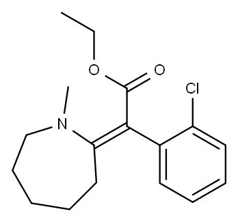 Benzeneacetic acid, 2-chloro- .alpha.-(hexahydro-1-methyl-2H-axepin-2-ylidene)-, ethyl ester 구조식 이미지