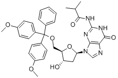 N2-아이소부티릴-5'-O-(4,4'-디메톡시트리틸)-2'-데옥시구아노신 구조식 이미지