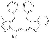 4-METHYL-2-(3-(3-BENZYL-2-BENZOXOZOLINYLIDENE)-1-PROPENYL)-3-BENZYL THIAZOLINIUM BROMIDE Structure