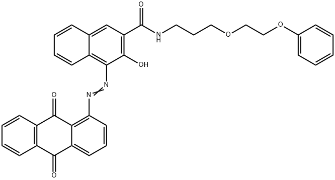4-[(9,10-dihydro-9,10-dioxo-1-anthryl)azo]-3-hydroxy-N-[3-(2-phenoxyethoxy)propyl]naphthalene-2-carboxamide 구조식 이미지