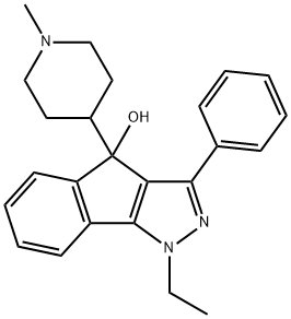 1,4-Dihydro-1-ethyl-4-(1-methyl-4-piperidyl)-3-phenylindeno[1,2-c]pyrazol-4-ol 구조식 이미지