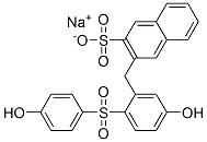 sodium 3-[[5-hydroxy-2-[(4-hydroxyphenyl)sulphonyl]phenyl]methyl]naphthalene-2-sulphonate 구조식 이미지