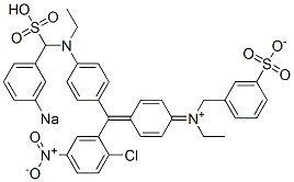 N-[4-[(2-Chloro-5-nitrophenyl)[4-[N-ethyl-N-(3-sodiosulfobenzyl)amino]phenyl]methylene]-2,5-cyclohexadien-1-ylidene]-N-ethyl-3-sulfonatobenzenemethanaminium 구조식 이미지