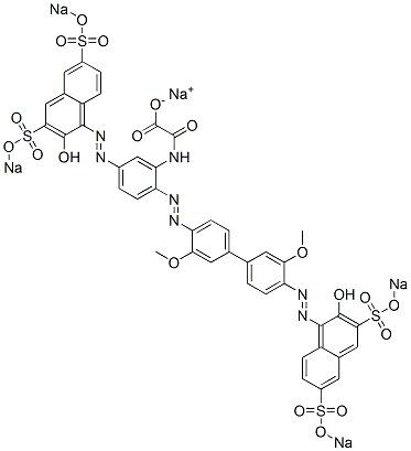 N-[5-[[2-Hydroxy-3,6-bis(sodiosulfo)-1-naphthalenyl]azo]-2-[[4'-[[2-hydroxy-3,6-bis(sodiosulfo)-1-naphthalenyl]azo]-3,3'-dimethoxy[1,1'-biphenyl]-4-yl]azo]phenyl]oxamidic acid sodium salt 구조식 이미지