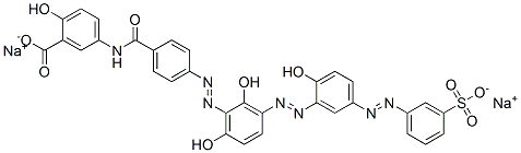 disodium 5-[[4-[[2,6-dihydroxy-3-[[2-hydroxy-5-[(3-sulphonatophenyl)azo]phenyl]azo]phenyl]azo]benzoyl]amino]salicylate 구조식 이미지
