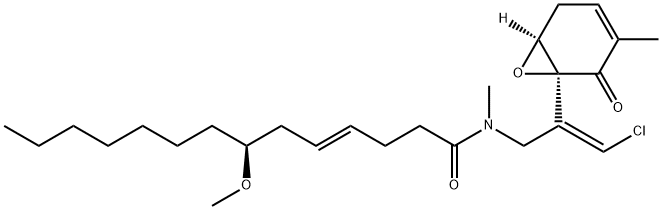 N-[2-Chloro-3-(3-methyl-2-oxo-7-oxabicyclo[4.1.0]hept-3-en-1-yl)-2-propenyl]-7-methoxy-N-methyl-4-tetradecenamide 구조식 이미지