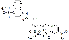 trisodium 2-[4-[2-(4-nitro-2-sulphonatophenyl)vinyl]-3-sulphonatophenyl]-2-H-naphtho[1,2-d]triazole-5-sulphonate Structure