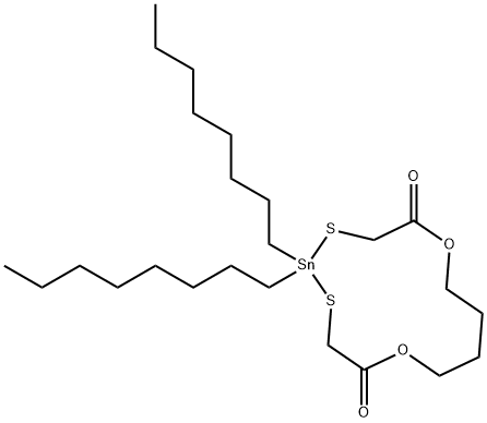 2,2-Dioctyl-6,11-dioxa-2-stanna-1,3-dithiacyclotridecane-5,12-dione 구조식 이미지