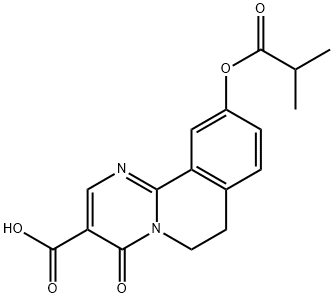 4H-Pyrimido[2,1-a]isoquinoline-3-carboxylic  acid,  6,7-dihydro-10-(2-methyl-1-oxopropoxy)-4-oxo- 구조식 이미지