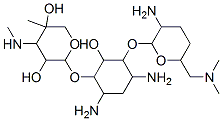 2-[4,6-diamino-3-[3-amino-6-(dimethylaminomethyl)oxan-2-yl]oxy-2-hydro xy-cyclohexyl]oxy-5-methyl-4-methylamino-oxane-3,5-diol Structure
