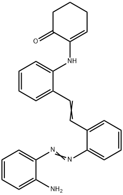 2-[[2-[2-[2-[(2-Aminophenyl)azo]phenyl]ethenyl]phenyl]amino]-2-cyclohexen-1-one 구조식 이미지