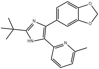 2-(5-Benzo[1,3]dioxol-5-yl-2-tert-butyl-3H-imidazol-4-yl)-6-methylpyridine  hydrate  hydrochloride Structure