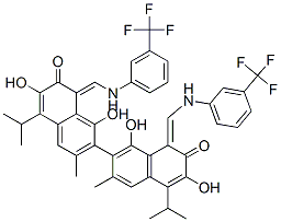 7-[1,6-dihydroxy-3-methyl-7-oxo-5-propan-2-yl-8-[[[3-(trifluoromethyl) phenyl]amino]methylidene]naphthalen-2-yl]-3,8-dihydroxy-6-methyl-4-pro pan-2-yl-1-[[[3-(trifluoromethyl)phenyl]amino]methylidene]naphthalen-2 -one 구조식 이미지
