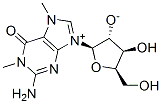 (2R,3R,4S,5R)-2-(2-amino-1,7-dimethyl-6-oxopurin-9-ium-9-yl)-4-hydroxy-5-(hydroxymethyl)oxolan-3-olate 구조식 이미지