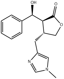 2(3H)-Furanone, dihydro-3-((S)-hydroxyphenylmethyl)-4-((1-methyl-1H-im idazol-4-yl)methyl)-, (3S,4R)- 구조식 이미지