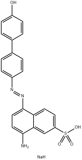 8-AMINO-5-(4'-HYDROXYBIPHENYL-4-YLAZO)NAPHTHALENE-2-SULFONATE SODIUM, MONOHYDRATE 구조식 이미지
