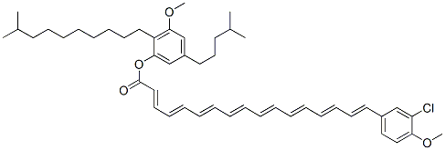 17-(3-Chloro-4-methoxyphenyl)-2,4,6,8,10,12,14,16-heptadecaoctaenoic acid 3-methoxy-2-(9-methyldecyl)-5-(4-methylpentyl)phenyl ester 구조식 이미지