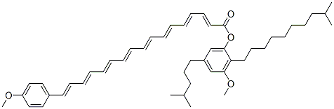 17-(4-Methoxyphenyl)-2,4,6,8,10,12,14,16-heptadecaoctaenoic acid 3-methoxy-2-(9-methyldecyl)-5-(4-methylpentyl)phenyl ester Structure