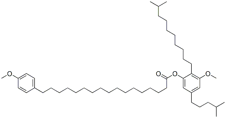 17-(4-Methoxyphenyl)heptadecanoic acid 3-methoxy-2-(9-methyldecyl)-5-(4-methylpentyl)phenyl ester 구조식 이미지