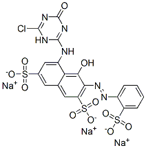 trisodium 5-[(6-chloro-1,4-dihydro-4-oxo-1,3,5-triazin-2-yl)amino]-4-hydroxy-3-[(2-sulphonatophenyl)azo]naphthalene-2,7-disulphonate 구조식 이미지