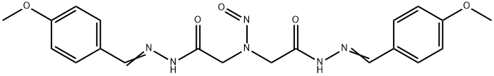 N-[(4-methoxyphenyl)methylideneamino]-2-[[(4-methoxyphenyl)methylidene amino]carbamoylmethyl-nitroso-amino]acetamide Structure