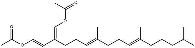 (1E,6E,10E)-3-[(E)-Acetoxymethylene]-7,11,15-trimethyl-1,6,10-hexadecatriene-1-ol acetate 구조식 이미지